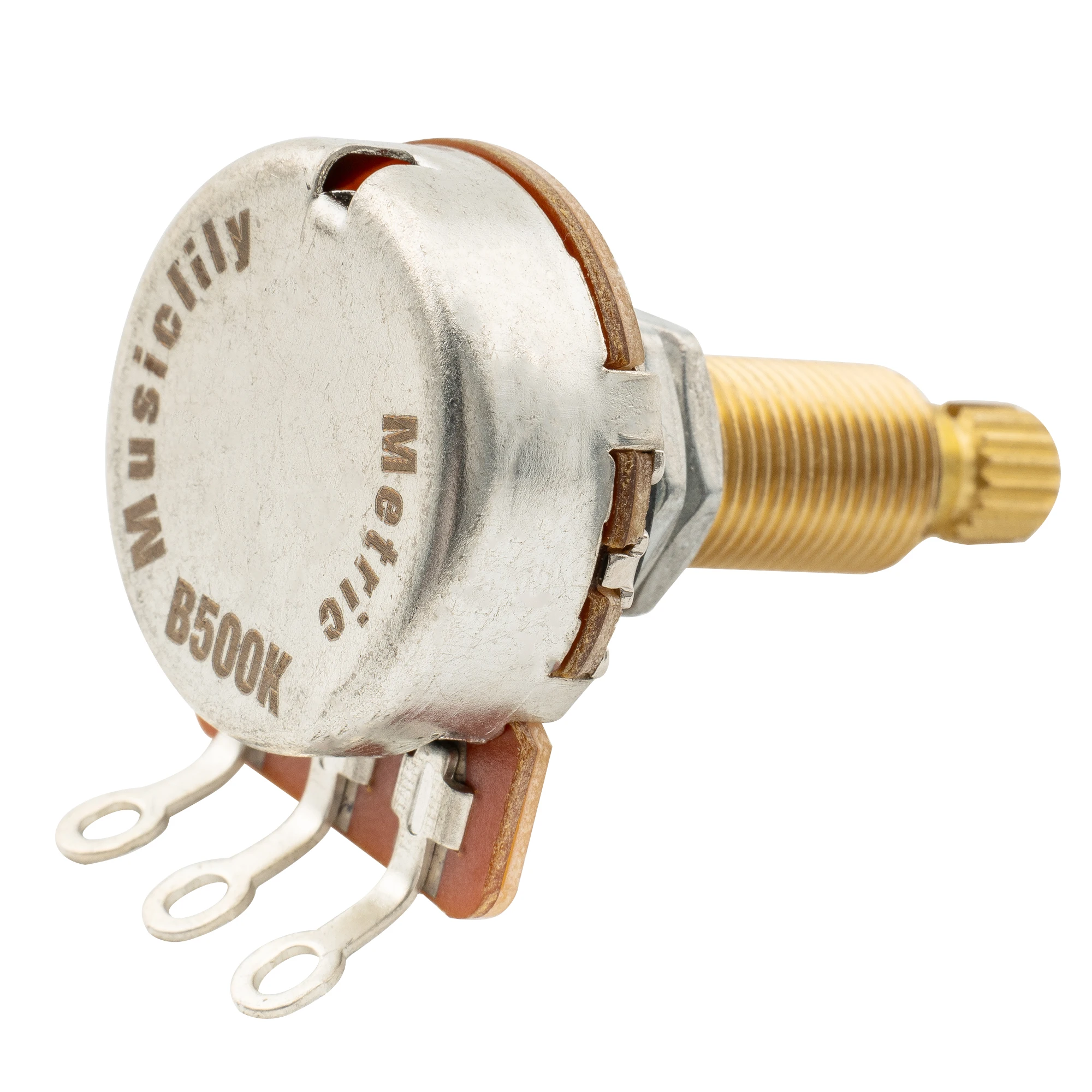 Musiclily Pro HD A500K/B500K/A1M Vollmessing Metrischer Grob-Gewinde 18-Spline Split Long Shaft Pot Audio Taper Linear Taper Potentiometer – Detail 8