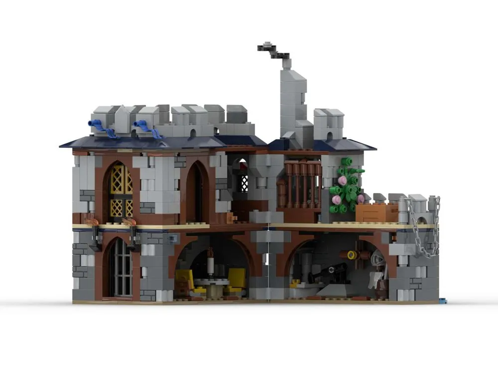 MOC-modelo de molino de agua de vista de calle Medieval europea, bloques modulares de construcción, ideas creativas DIY, juguete para niños, regalo de cumpleaños, 2024