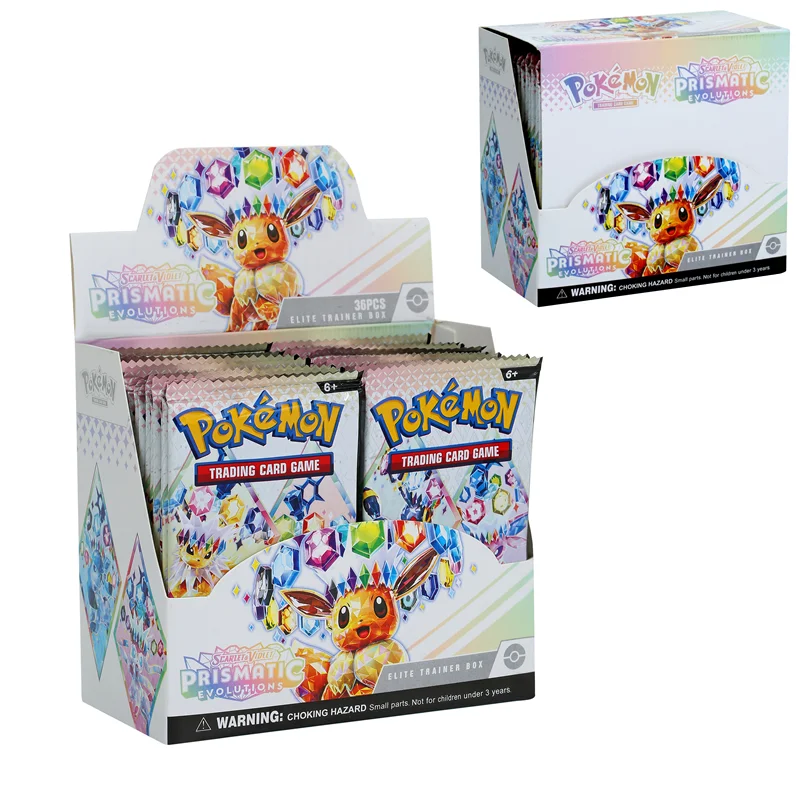 360Pcs Prismatic Evolutions 포켓몬 카드 36팩 게임 만화 영어 부스터 배틀 트랜잭션 카드 선물