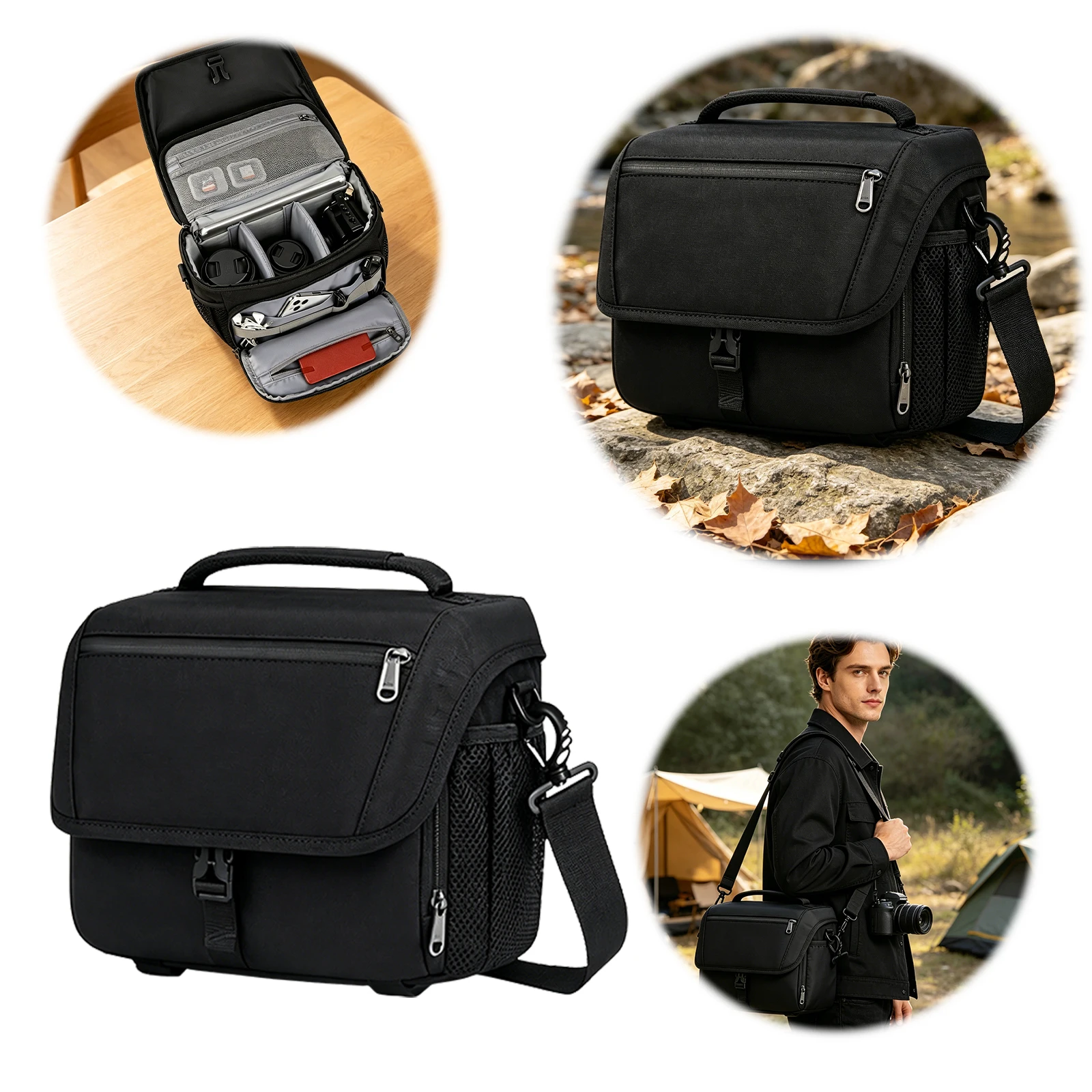 Mirrorless Camera Case for Photographers with Rain Cover Small Camera Sling Bag for Mirrorless Standard DSLR Cameras