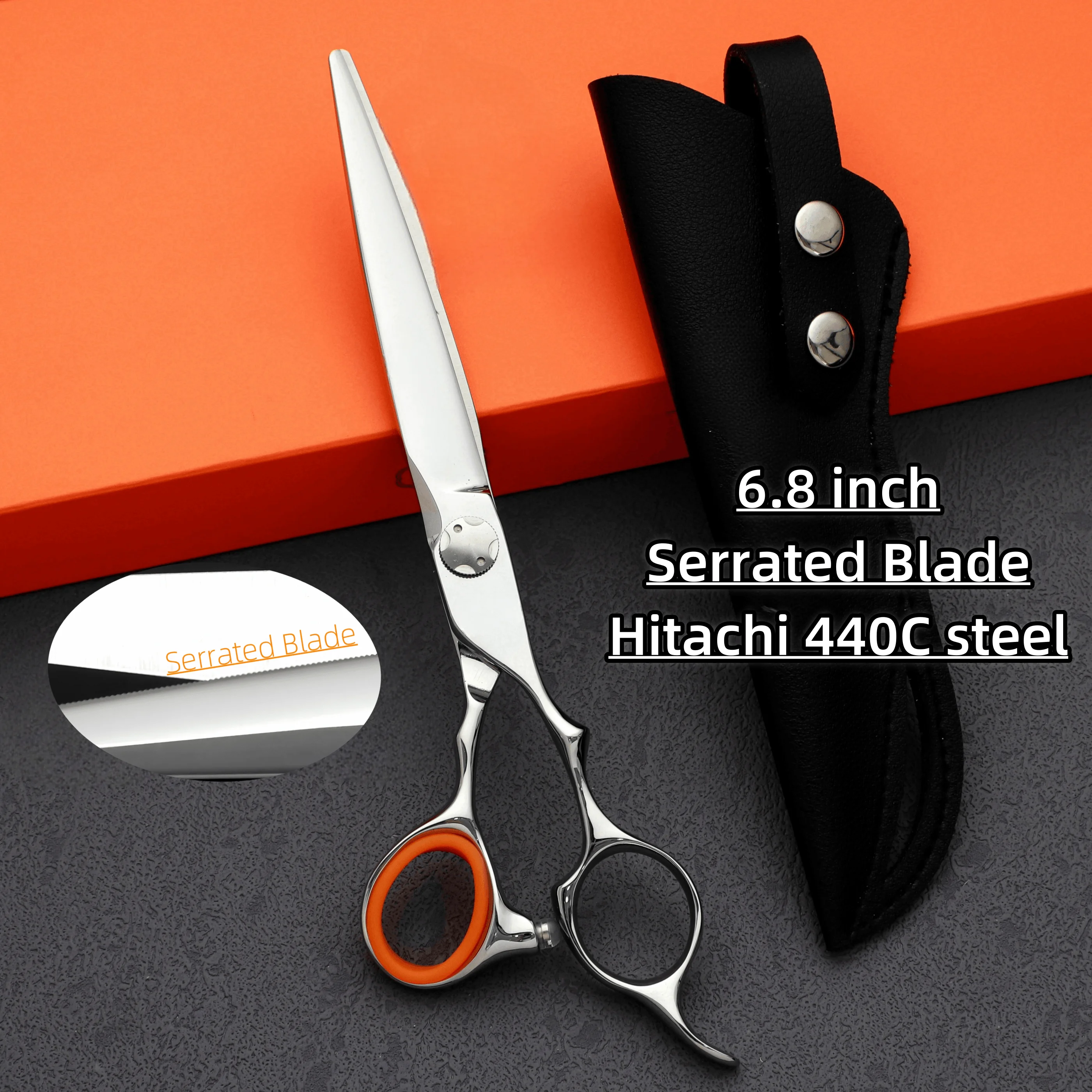 6.0-6.5-6.8 inch Professional Serrated blade scissors 440C steel hairdressing scissors Sharp and durable Barbershop accessories