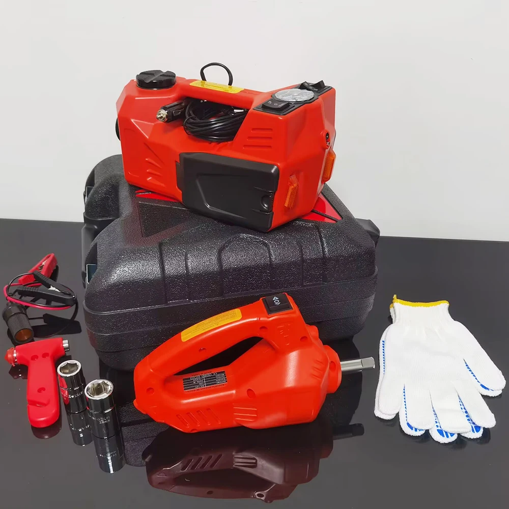 

Electric Hydraulic Jack Lifting Height 135-360mm Inflation Pump 2-in-1 Lmpact Wrench Car Repair Tools Car Jack Tool Box