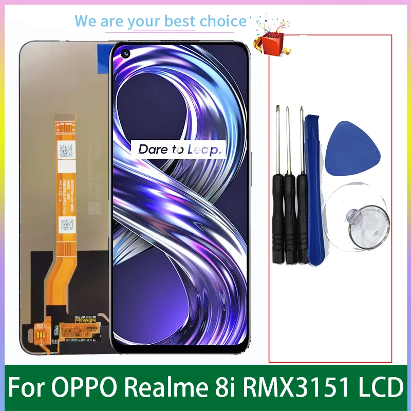 OPPO Realme 8i 용 LCD 디스플레이, 프레임 터치 스크린 모델, RMX3151 패널 디지타이저 교체 부품, 6.6 인치