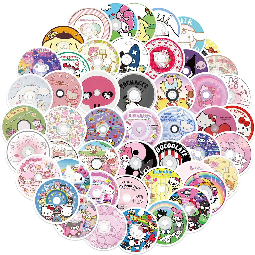 10/30/50PCS Kawaii Kuromi Hello Kitty Stickers Sanrio Cartoon CD Originality Sticker DIY Luggage Laptop Phone Car Bike Kids Toy