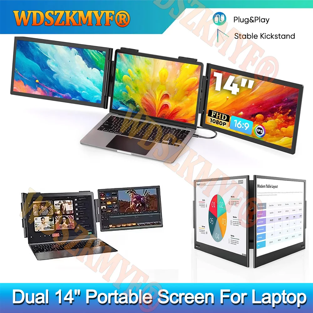 

14“ Portable IPS Panel Computer 1/ Dual Monitor singel Monitor FHD 1080P 16:9 Type-C for Windows/Mac/Android/Switch/PS5
