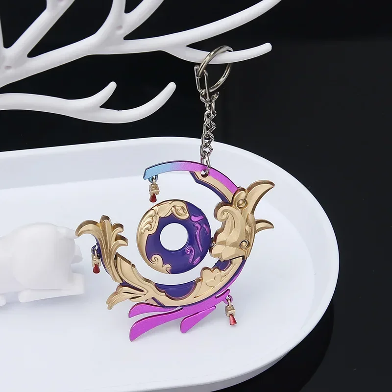 Game Impact Keychain Sangonomiya Kokomi Arms Everiasting Moonglow Anime Game Metal Ornament Toy Model Key Pendant Key Chains