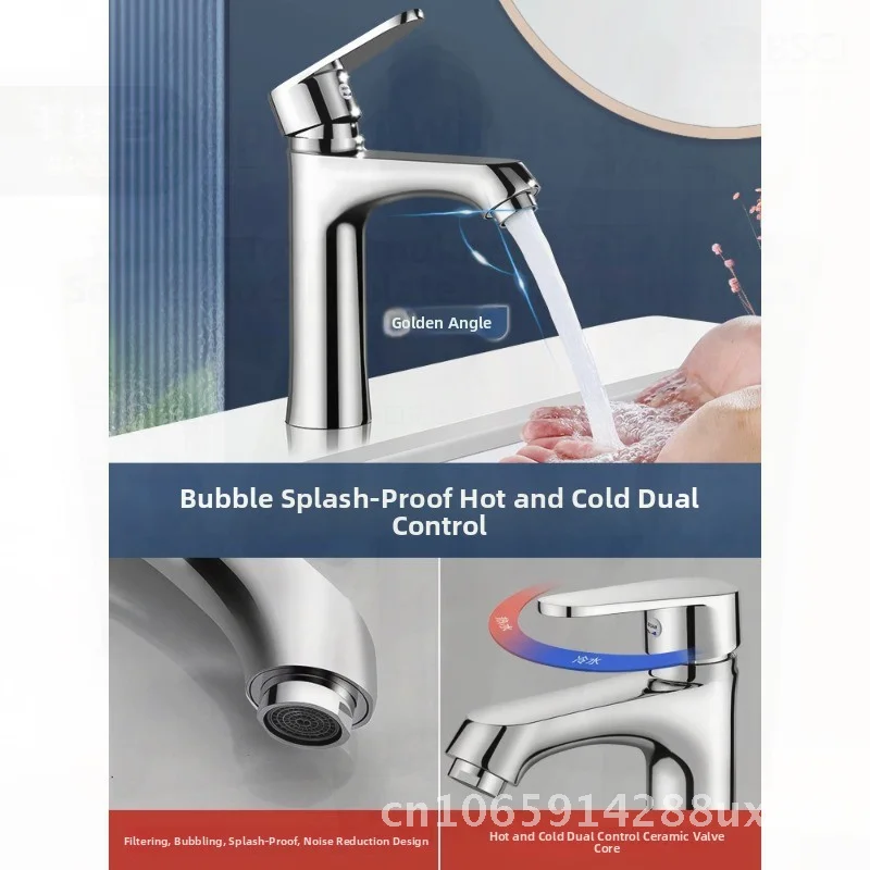 Stainless Steel Wash Basin Faucet Hot And Cold Water Kitchen Sink Mixer Tap with Ceramic Disc Valve Modern Minimalist Style