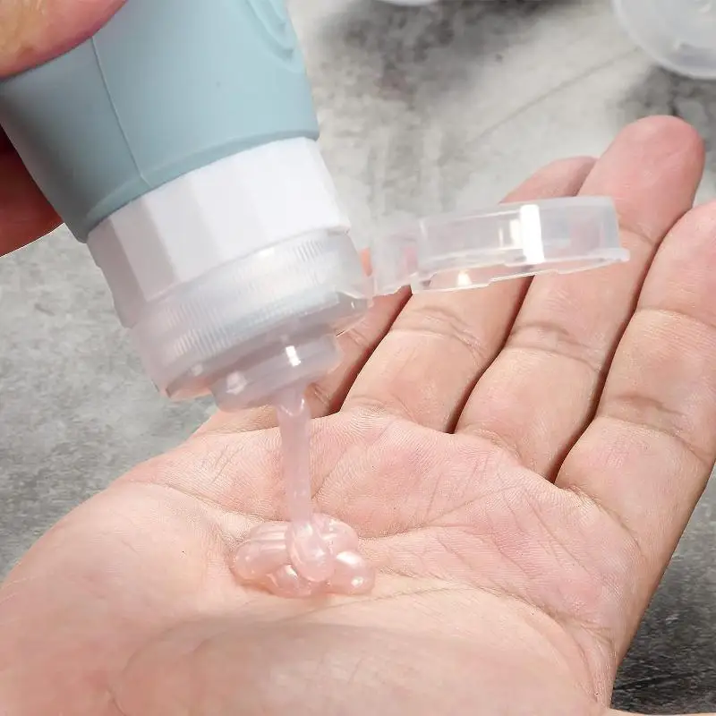 Reisegröße Silikon-Toilettenartikelflaschen 3oz Auslaufsicher Quetschbar Nachfüllbar für Kosmetikaufbewahrung im Flugzeug – Detail 5