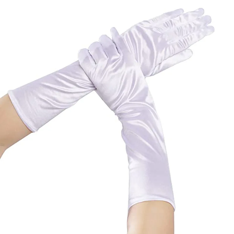 Gloves Satin 38cm Stretch Wedding Party Ceremony Evening Banquet Formal Dress Performance White Lightweight Soft Elegant