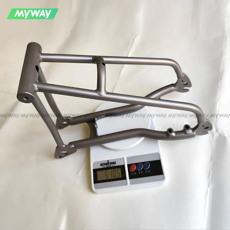 

16" P-Line Disc Brake Rear Fork, Titanium Rear Frame Triangle For Trifold Foldable Bike, Commuter Urban Folding Cycling Part