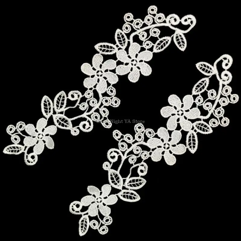 2Lots Polyester Spitzen Applikationen Kleidung gestickte Nähflecken