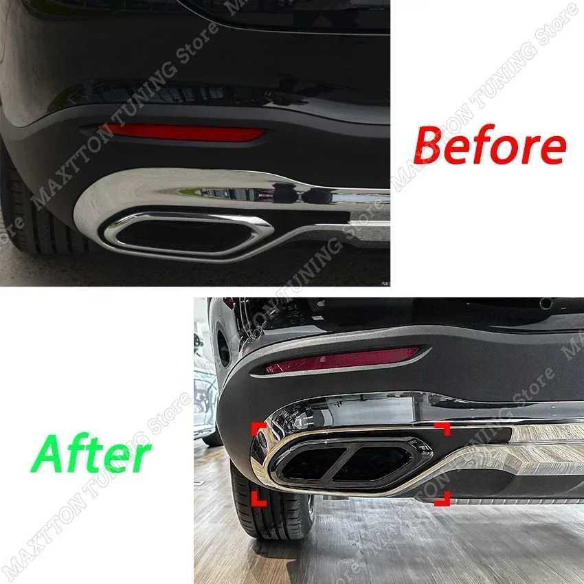 For Mercedes Benz GLC Class X254 GLC260 GLC300 AMG 2023+ Car Tailpipe Throat Frame Outlet Muffler Bumper Exhaust Pipe Trim Cover