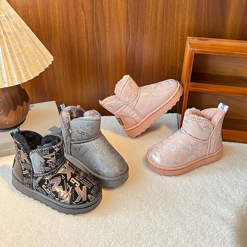 

Детская мода, корейская версия, стильные интернет-знаменитости, зима 202, универсальные короткие сапоги, плюшевые утолщенные теплые зимние сапоги