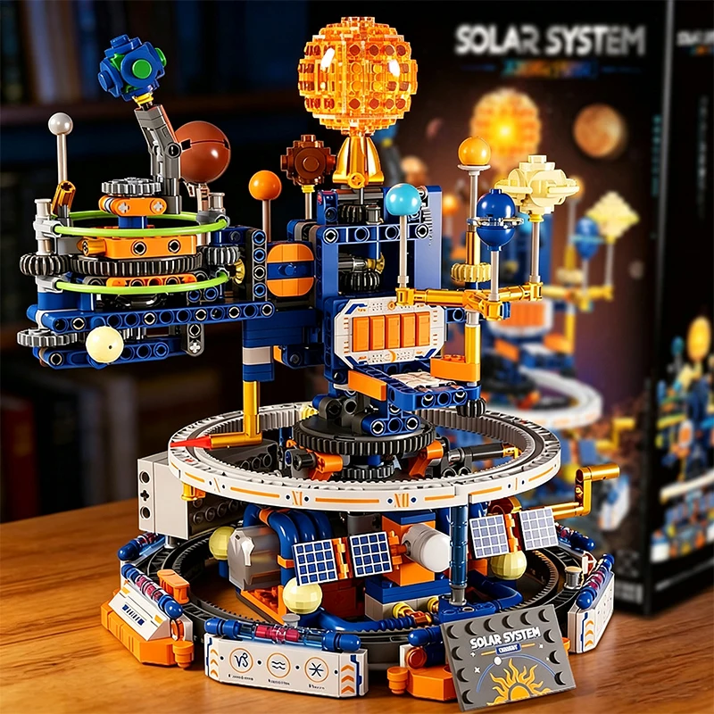 Sci Fi Solar System Planetarium Building Blocks Kids Construction Toy Planetarium Model Desktop Ornament Kids Birthday Gift