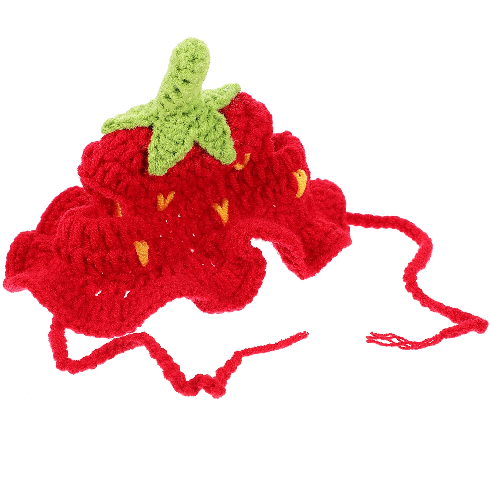 

Strawberry Hat Pet Costume S Size Adjustable Band Lightweight Breathable Cartoon Fruit Headwear Accessory Dog Cat Cap