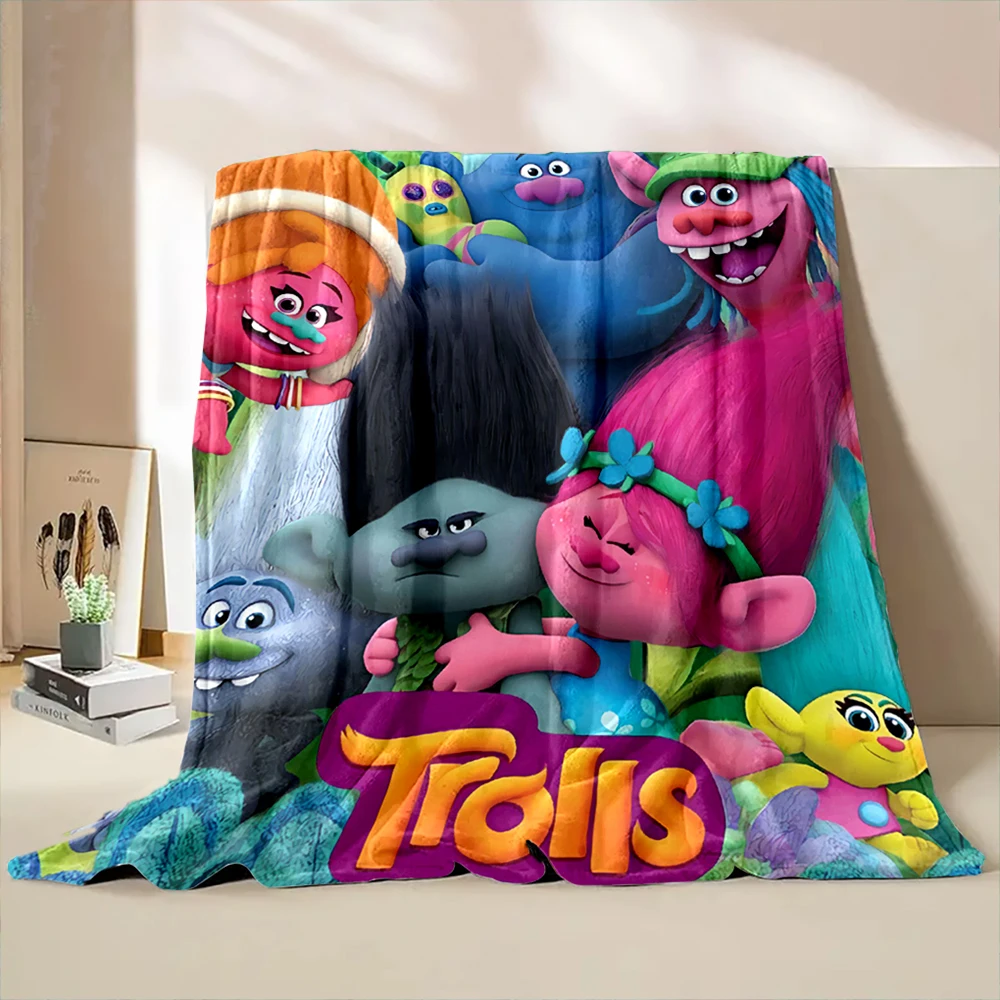 Disney Trolls Band Together Cartoon Soft Flannel Fluffy Throw Camping Blanket for Children Sofa Throw Thin Blanket Fashion Gift