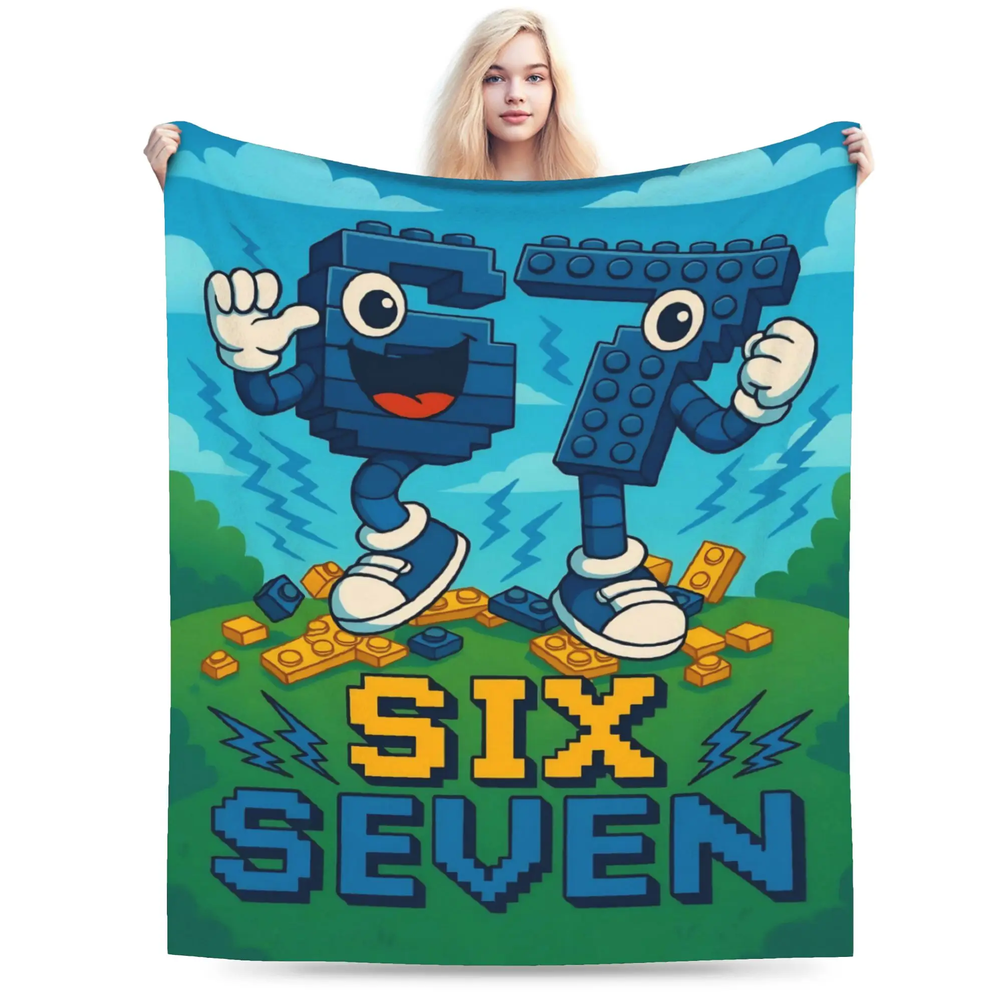 funny Six Seven 67 Meme 6 7 meme Stuff Blanket Ultra-Soft Velvet  Throw Blanket Cozy Bedspreads