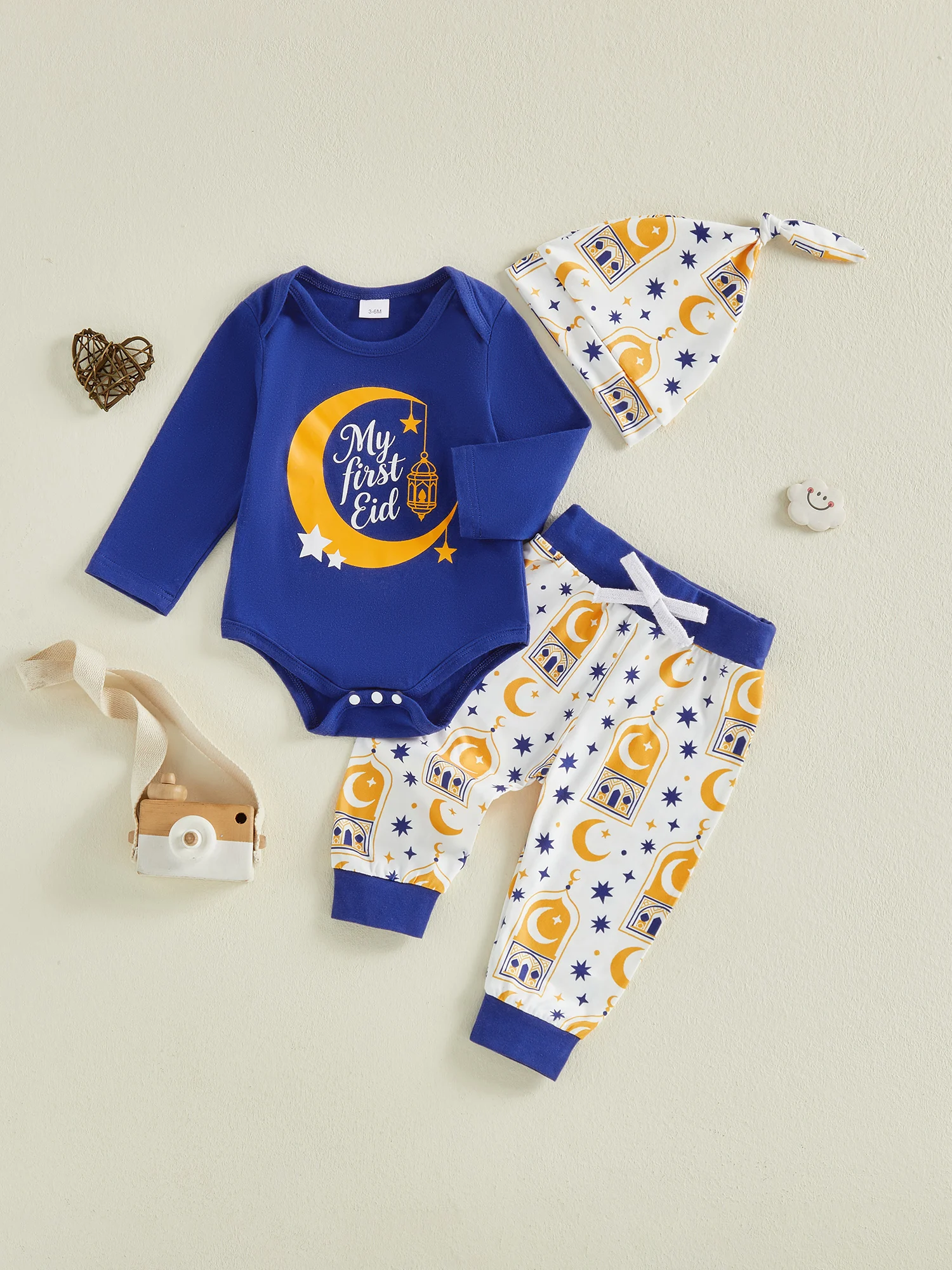 

Cute Baby Girl Ramadan Clothing Sets Stylish Sunflower Print Short Sleeve Dress with Leggings Headband 3Pcs Outfits