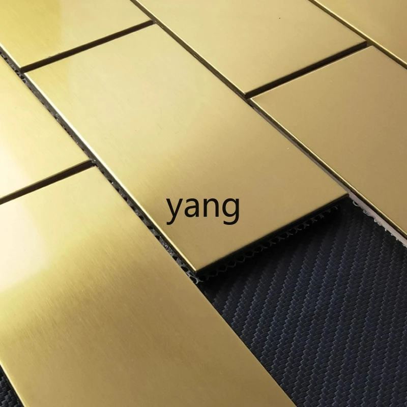 

LTT gold stainless steel mosaic tile metal wall sticker porch living room background wall square brick