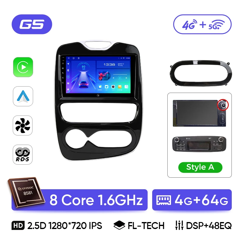 Ainavi Autoradio Voor Renault Clio 4 2012 - 2018 Draadloze Carplay Android Auto Multimedia Speler Stereo 2Din 4G Wifi DSP