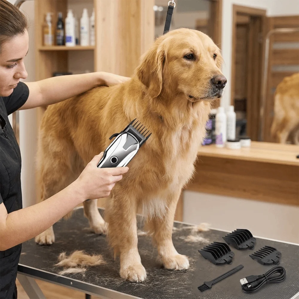 USB Rechargeable Electric Pet Clipper Low Noise Cordless Dog Hair Trimmer LED Display Pet Grooming Kit Pet Salon