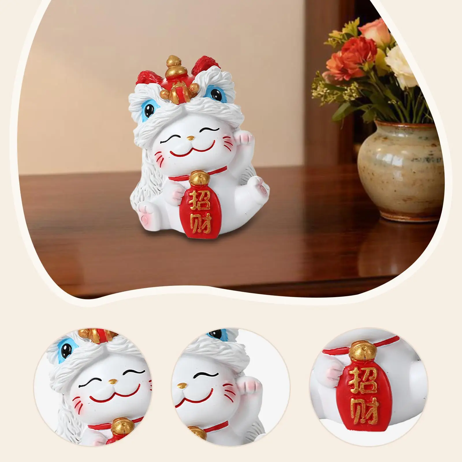 لاكي كات تمثال مصغر تمثال صغير ديكور سيارة زخرفة الحيوان النحت لخزانة غرفة النوم مكتب غرفة المعيشة مكتب #5