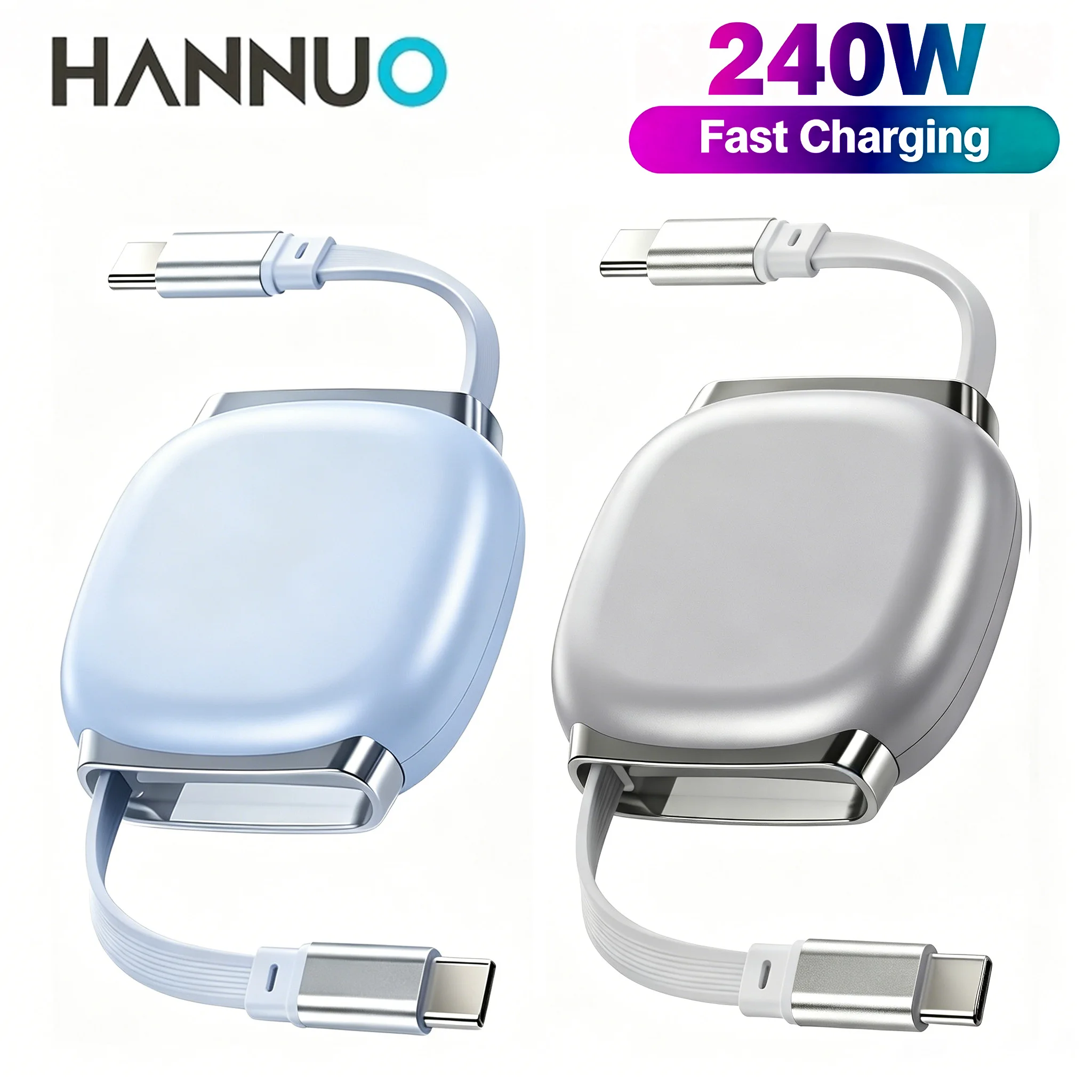 

HANNUO Retractable 240W USB C Cable Type C Fast Charging Cable For MacBook iPad For iPhone 17 16 15 Pro Max For Xiaomi Samsung