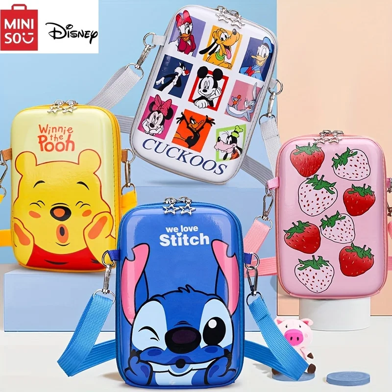 MINISO Disney Kawaii Crossbody Shoulder Bag Donald Duck Winnie Designs Secure Zipper Closure Trendy Accessory Outings Across Bag