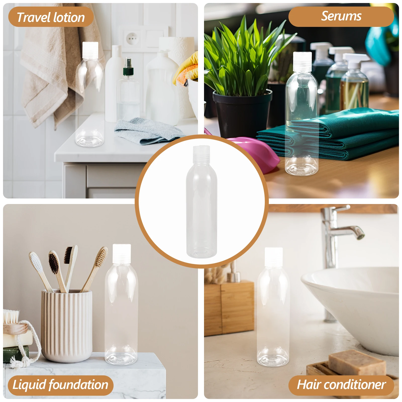 6pcs Travel Bottles Shampoo Bath Lotion Empty Containers Portable Mini No Leakage Clean Refillable Reusable