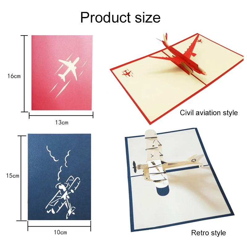 3D Flugzeug Stil Grußkarte Party Einladungskarten Modell Dekoration Papier Schnitzen Falten DIY Festival Sammeln Versorgung TMZ – Detail 10