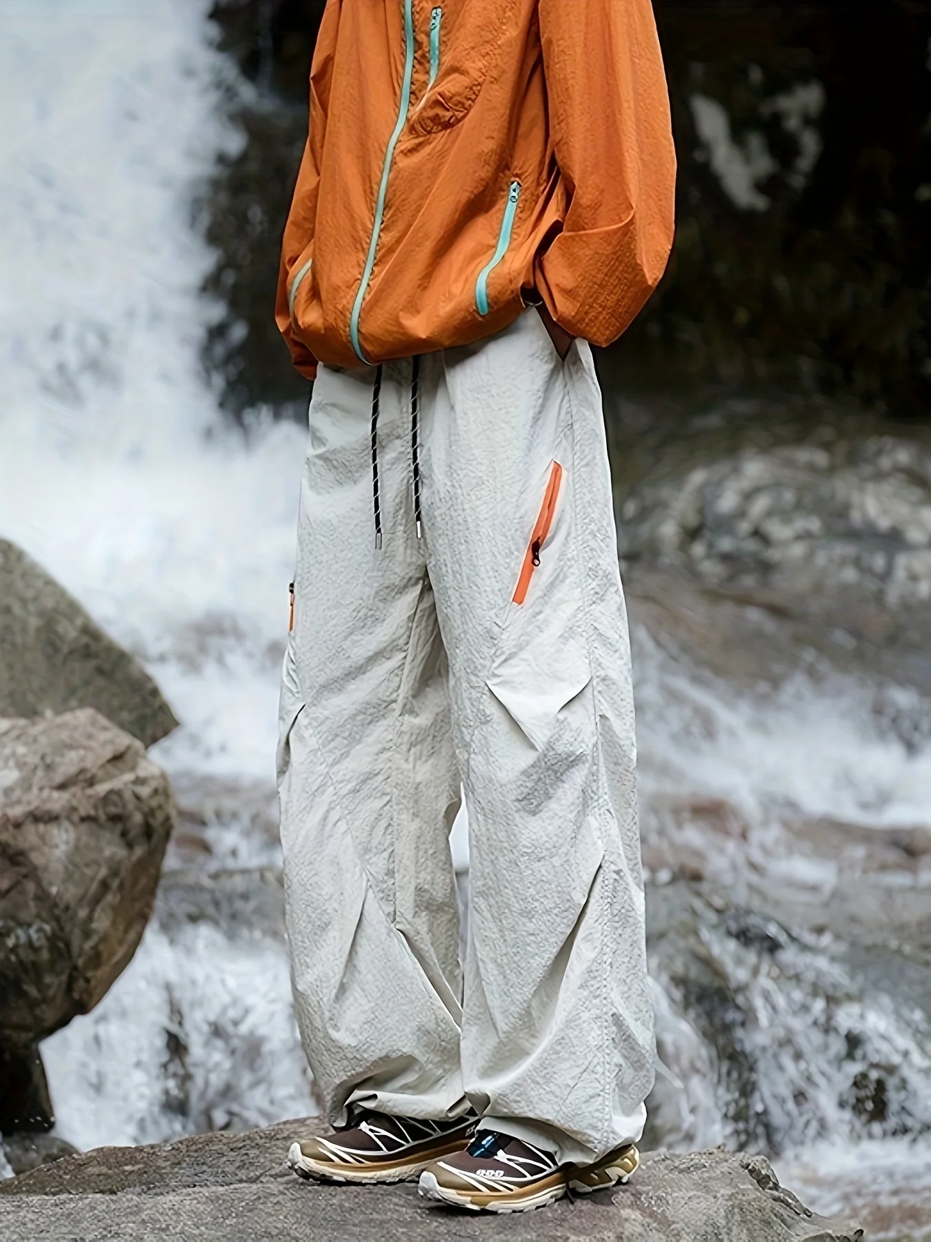 

Men's Outdoor Sports Pants, Stylish and Versatile Casual Pants, New Workwear Pants for Spring, Autumn, and Winter, Hiking and Mountaineering Pants, Elastic Waistband with Drawstring Design, Drawstring at the Cuffs