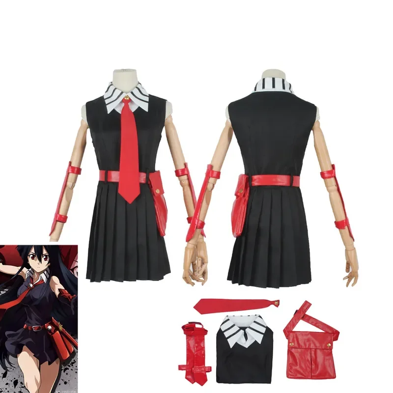 Anime Akame Ga KILL! Heroine Cosplay Costume Aldult Woman Exquisite Dress Arm Ornaments Halloween Rave Party Combat Uniform Suit