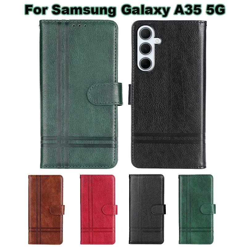 For Funda Samsung Galaxy A55 5G SM-A5560 чехол Original Leather Phone Case For Coque Samsung Galaxy A35 5G SM-A3560 Wallet Cover