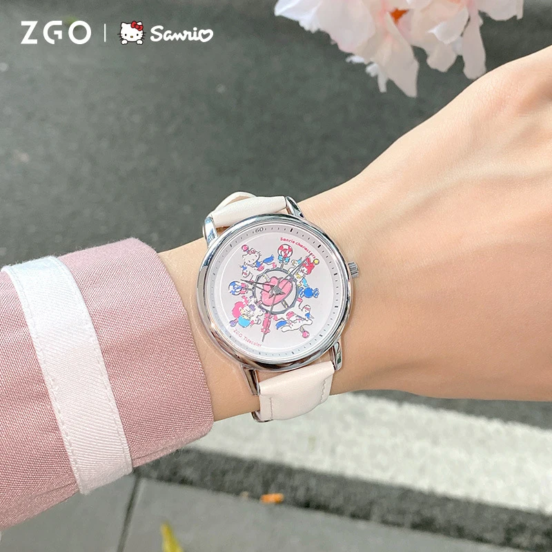 Sanrio Cinnamoroll Kuromi Cartoon Quartz Watch Women Elegant Wristband Watch Waterproof Alarm Child Clock Birthday Present