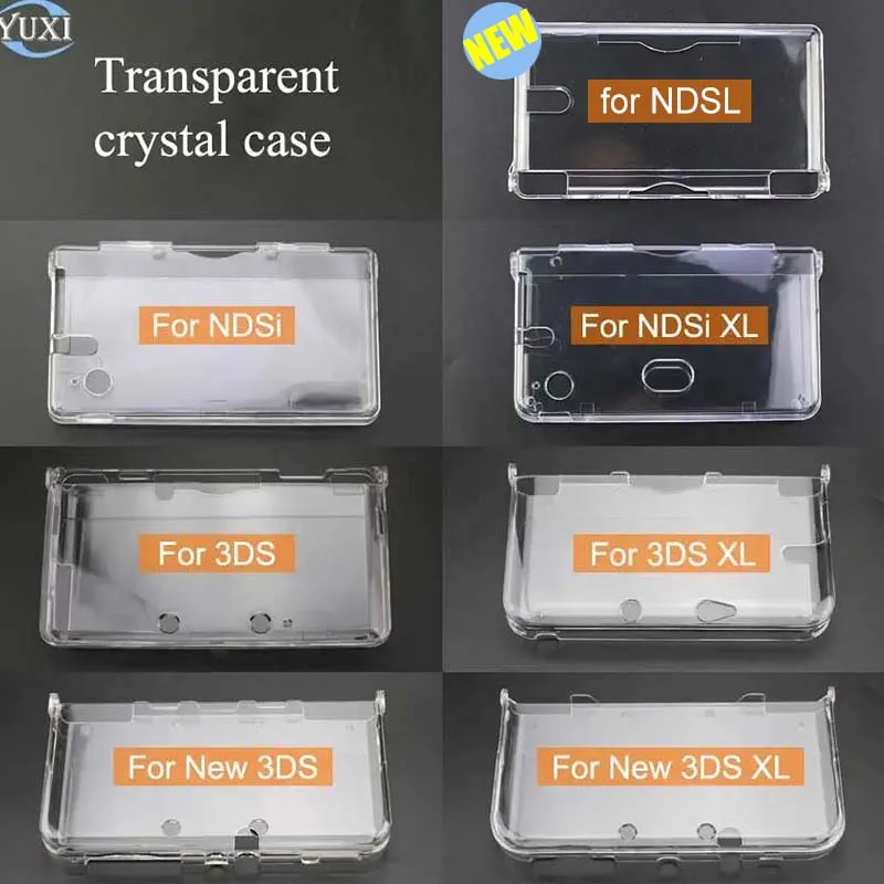 YuXi Plastic Clear Crystal Case Cover Protective Shell For Nintendo DS Lite NDSL NDSi XL for New 3DS XL LL Hard Case