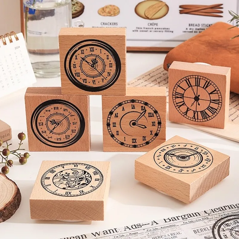 Dekorativer römischer Buchstaben, Messgerät, Zifferblatt, Uhr, Holzstempel für Journaling, Zeitaufzeichnung, Scrapbooking, Kartenherstellung und Basteln