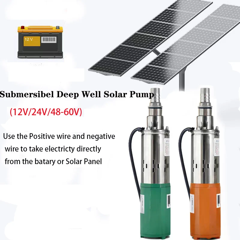 

12V/24V High Lift 25m Solar Water Pump High Pressure Deep Well Pump Submersible DC Pump Garden Home Agricultural Irrigation