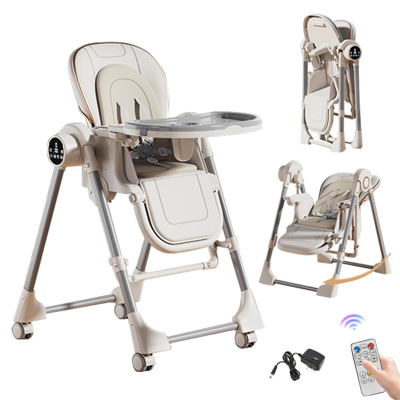 3-in-1 Baby Eetstoel met Soepele Schommel en Ombouwbare Ligstoel voor Comfortabel Eten en Slapen