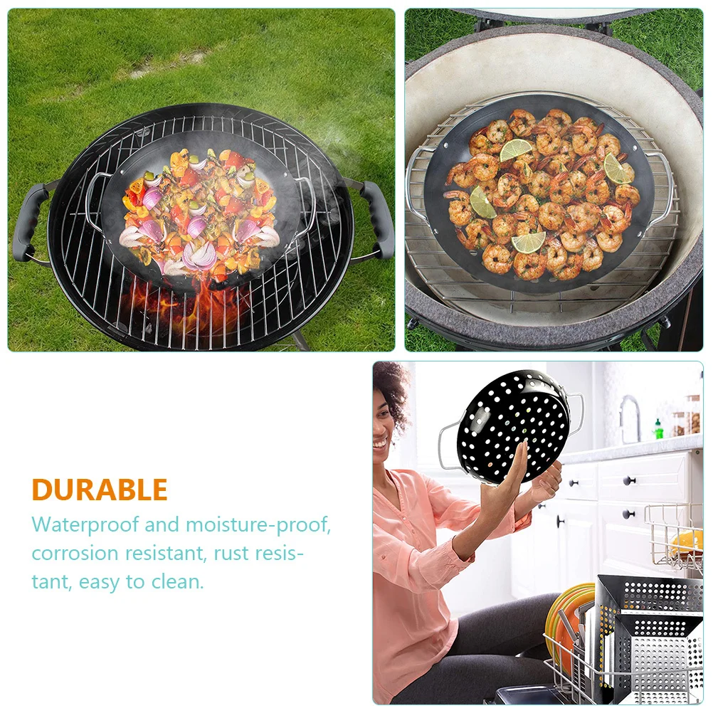 

Non-Stick Grill Wok Large Hole Bbq Tray For Outdoor Home Use Rust Resistant Durable Vegetable Grilling Basket