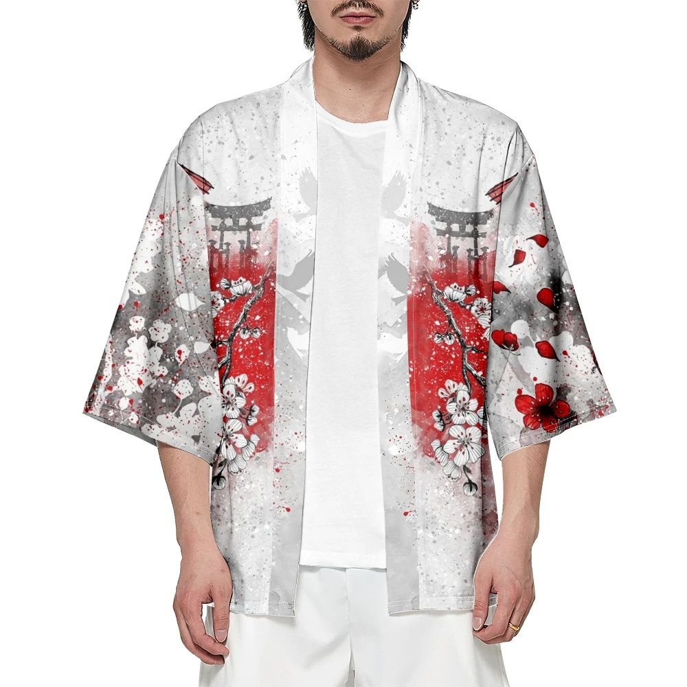 Kimono gaya Jepang longgar Streetwear Haori Pria Wanita kardigan jubah pakaian Anime