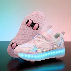 

Детская обувь для катания на роликах с четырьмя колесами и светодиодной подсветкой для детей, светящиеся спортивные светящиеся кроссовки для мальчиков и девочек, скейтборд, зарядка через USB