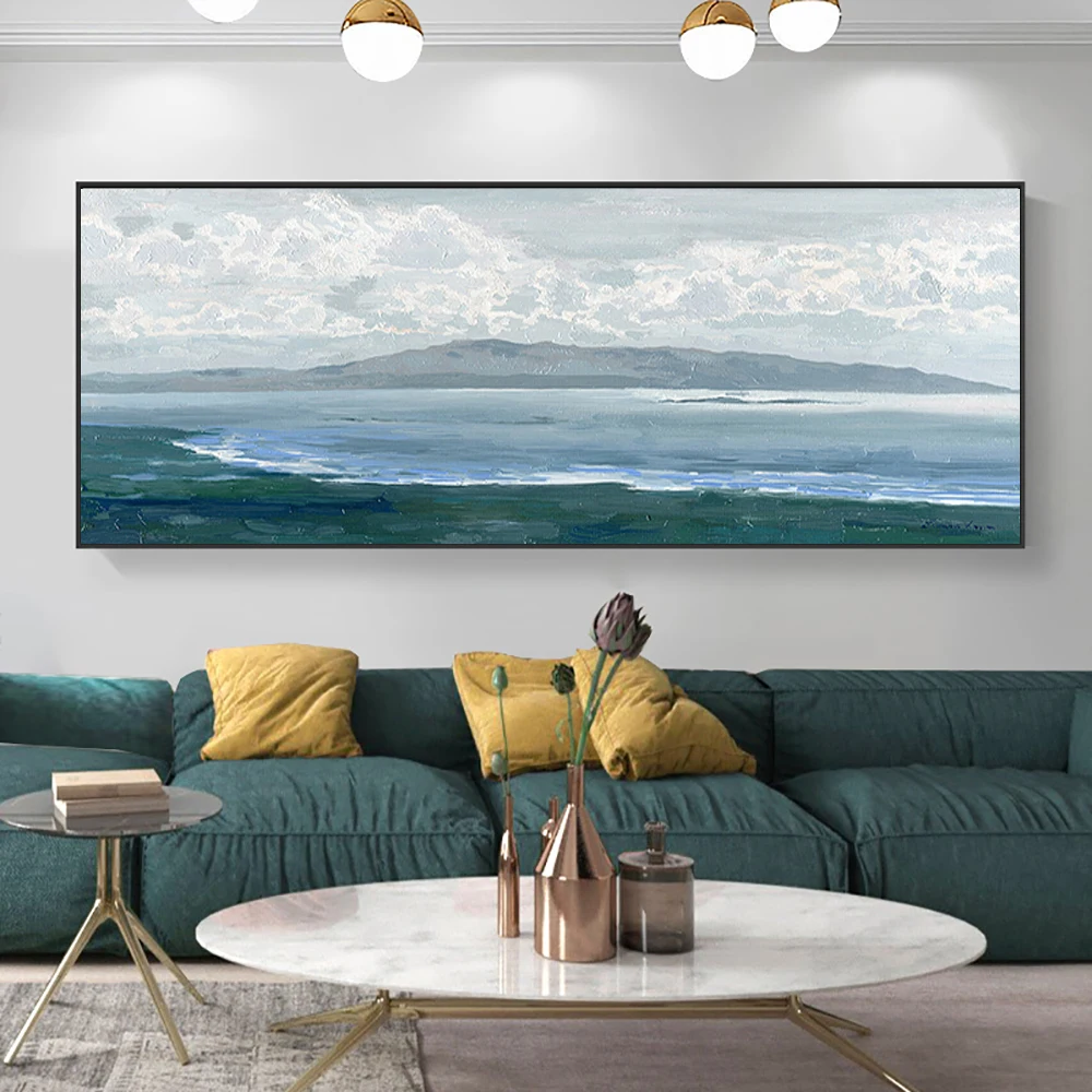 

Abstract Sea Sunrise Hand Painted Oil Painting, Sailboat Canvas Painting, Horizontal, Living Room, Office, Home Wall Decoration