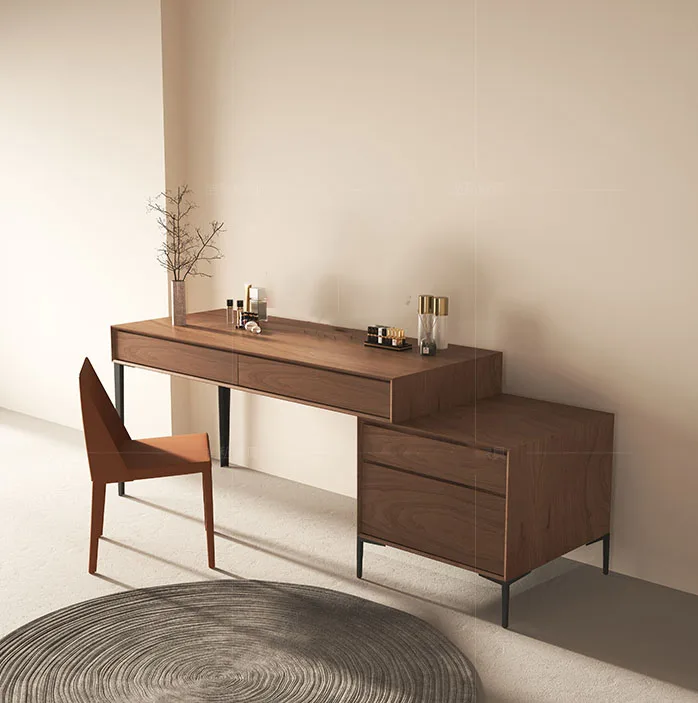 ！@Nordic Style Modern Dresser with LED Mirror Large Storage Space and Extendable Features Wooden Furniture for Dressing Table
