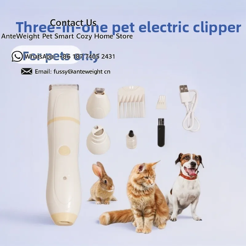 3-in-1 Electric Pet Clipper, Dog & Cat Grooming Trimmer Kit | Rechargeable Cordless Hair Cutting & Combing Tool for Wholesale