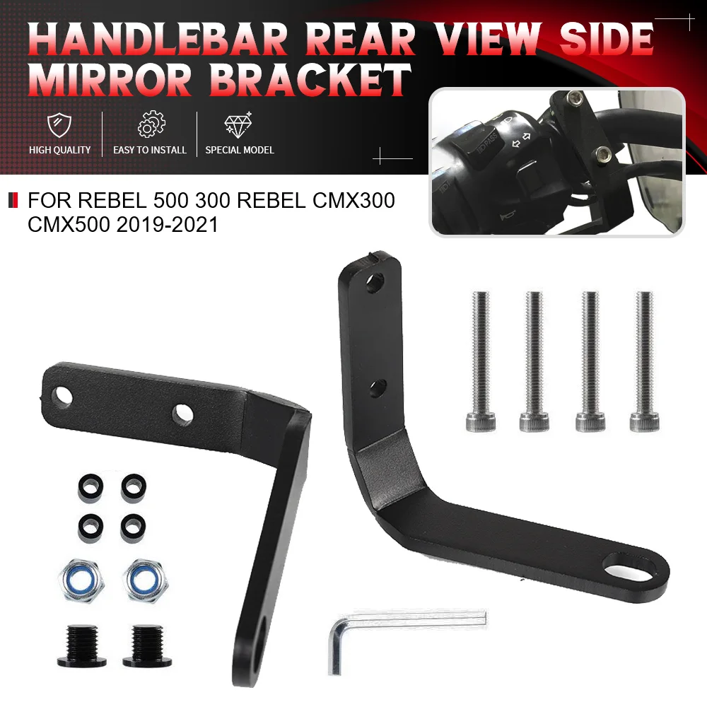 

For Honda Rebel 500 300 Rebel CMX300 CMX500 2019-2021 Motorcycle Handlebar Rear View Side Mirror Spotlight Bracket Accessories