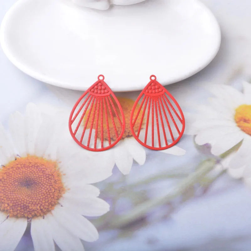 20 Stück AB5845 Messing-Filigran-Schmuckanhänger, Wassertropfen-Anhänger, DIY-Zubehör für Damenohrringe und Halsketten – Detail 4