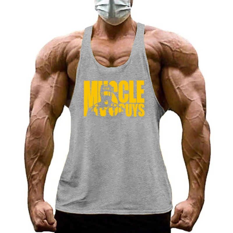 Men's Sleeveless Tank Tops Gym Workout Vest Bodybuilding Muscle Shirts Summer Sportswear Fitness Stringer Singlet Cotton Clothes