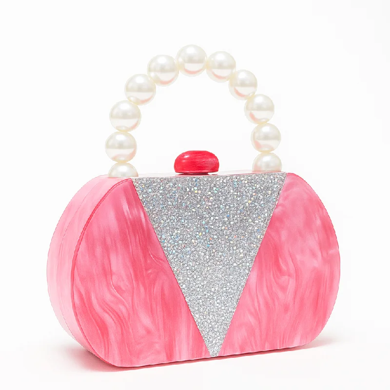 

Patchwork Evening Bag Acrylic Crossbody Pearl Handbag Clutch Wedding Party Women's Bags Promotion Woman Famous Luxury Brands Bow