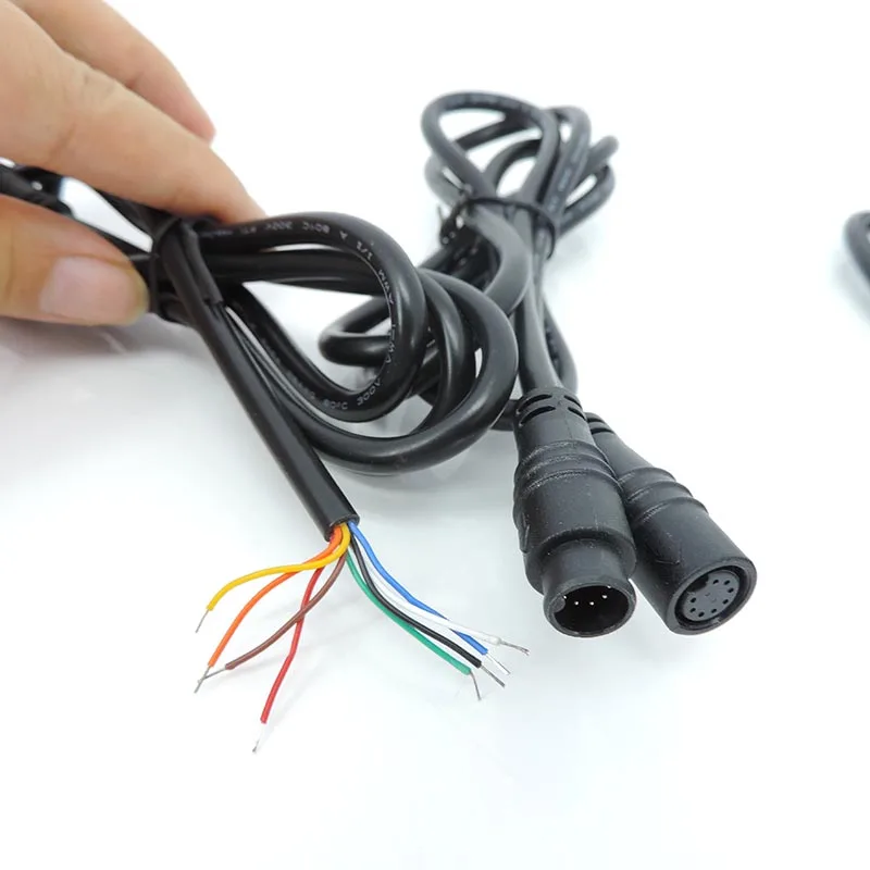 1M 8Pin E-bike Cable Electric Bicycle Butt Joint Plug male female M8 waterproof Connector Wiring Line Scooter Brake Cable V27