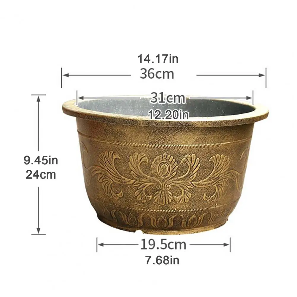 4.5/7.5/12L Large Flower Pot Thickened Plant Pot With Drainage Hole Retro Resin Lotus Planter For Outdoor Plants Home Gardening